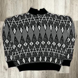 Sears The Men's Store Vintage Black/White XL Acrylic Sweater